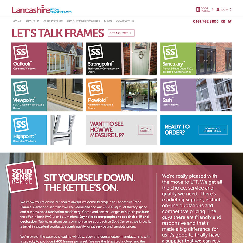 Screenshot of the Lancashire PVCU Trade Frames Website