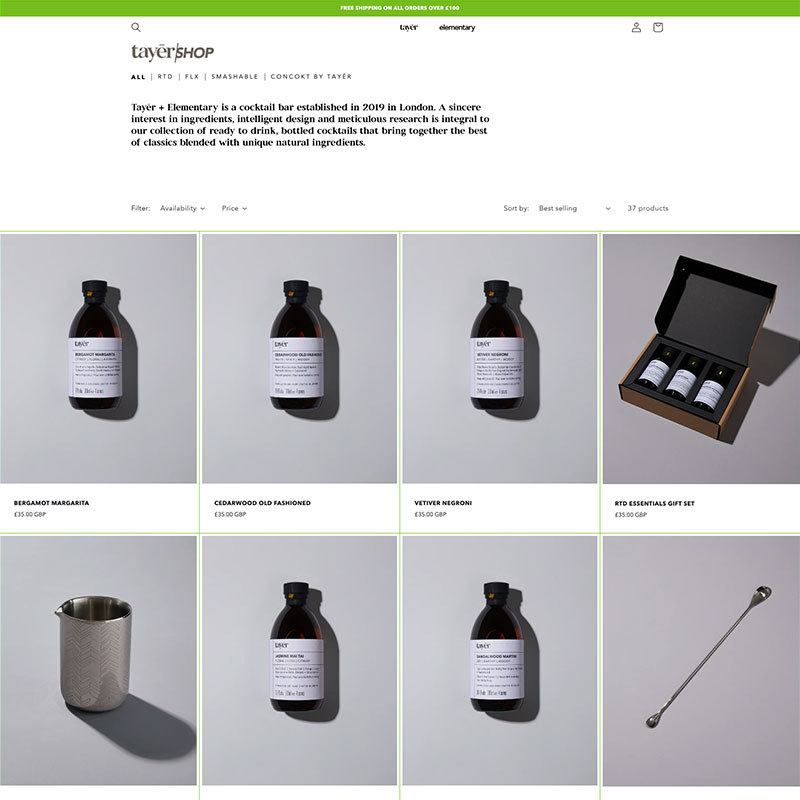 Screenshot of the Tayer Website